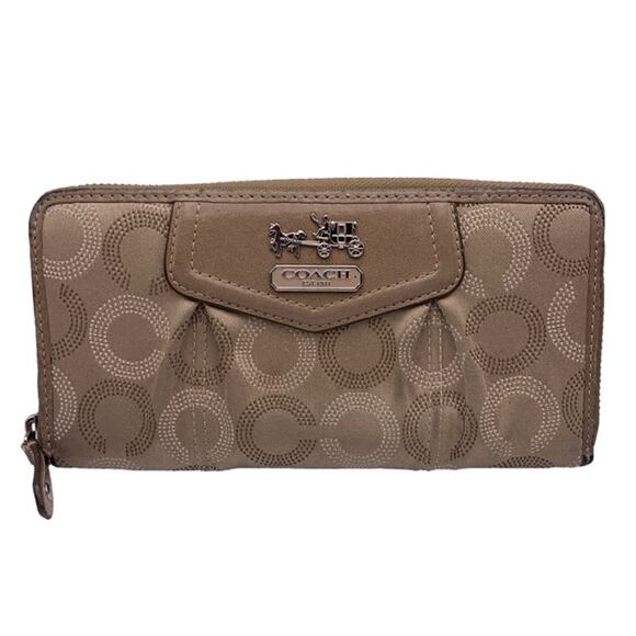 COACH Signature Canvas Zip Around Wallet - Picture 1 of 8